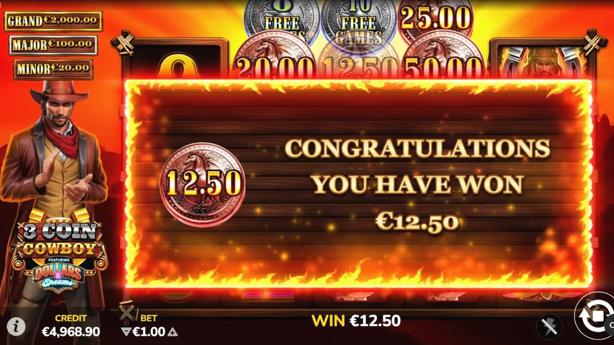 Pemandangan gurun Wild West yang ikonik dengan elemen slot 3 Coin Cowboy Dollars & Dreams.